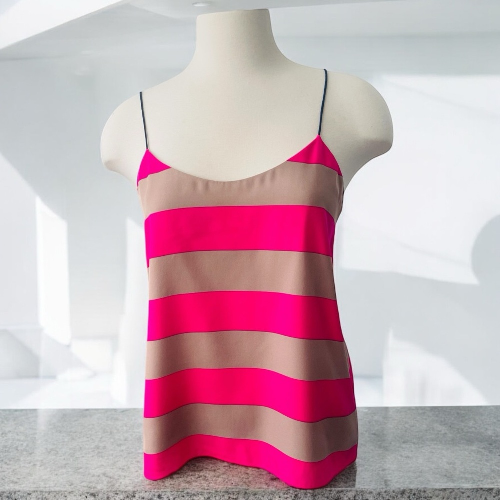 New! TIBI SILK BLEND STRIPED TOP SIZE 4